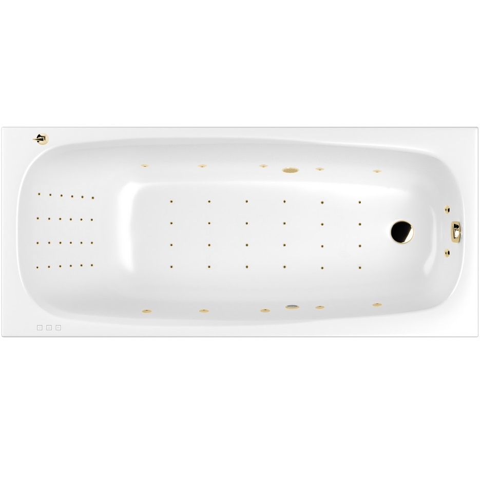 Ванна гидромассажная Whitecross Layla Slim NANO 0122.180080.100.NANO.GL 180x80 (белый глянцевый, золотой), каркас, слив-перелив